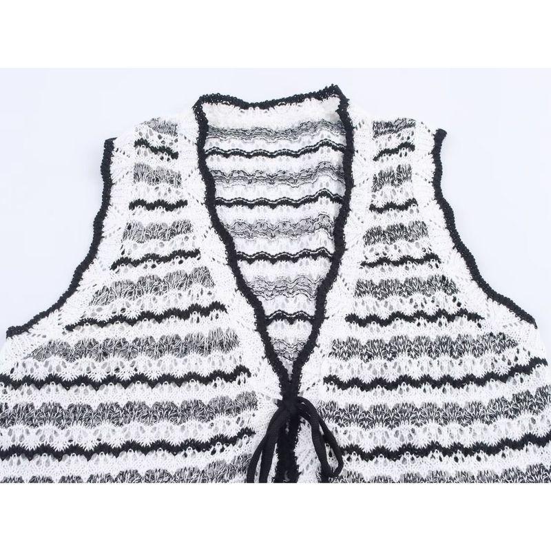 Kaslead New Women Clothes Western Style Fashion Simple Lace-up Knitted Sleeveless Top Skirt Set