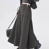 2025 New Design Women's Irregular Gray Woolen A-Line Tie-Up Long Skirt for Autumn/Winter