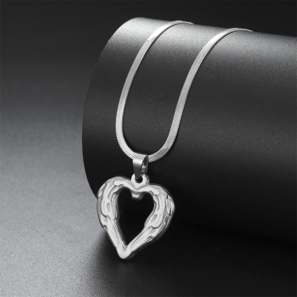 Vintage Heart Pendant Necklace for Women Stainless Steel Jewelry Gold Color Charm Rolo Chains Choker Snake Chain Couple Gift
