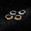 New Fashion Gold Silver Color Cubic Zirconia Iced Out Round Pearlescent Hoop Earring Male Fashion Hip Hop Jewelry for Men Women