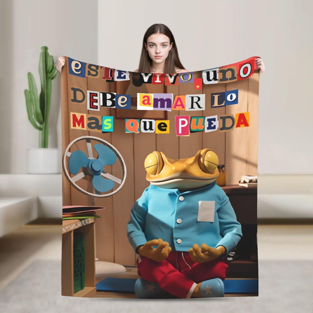 Zanger Bads Bunnys Deken Kwaliteit Warm Beddengoed Plaids Winter Picknick Buiten Grappig Sprei