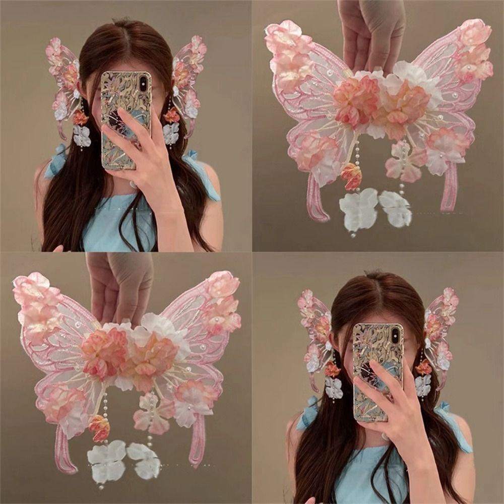 Barrettes Tassel Duckbill Clip Imitation Pearl Flower Hair Clip Large Butterfly Hairpin Wedding
