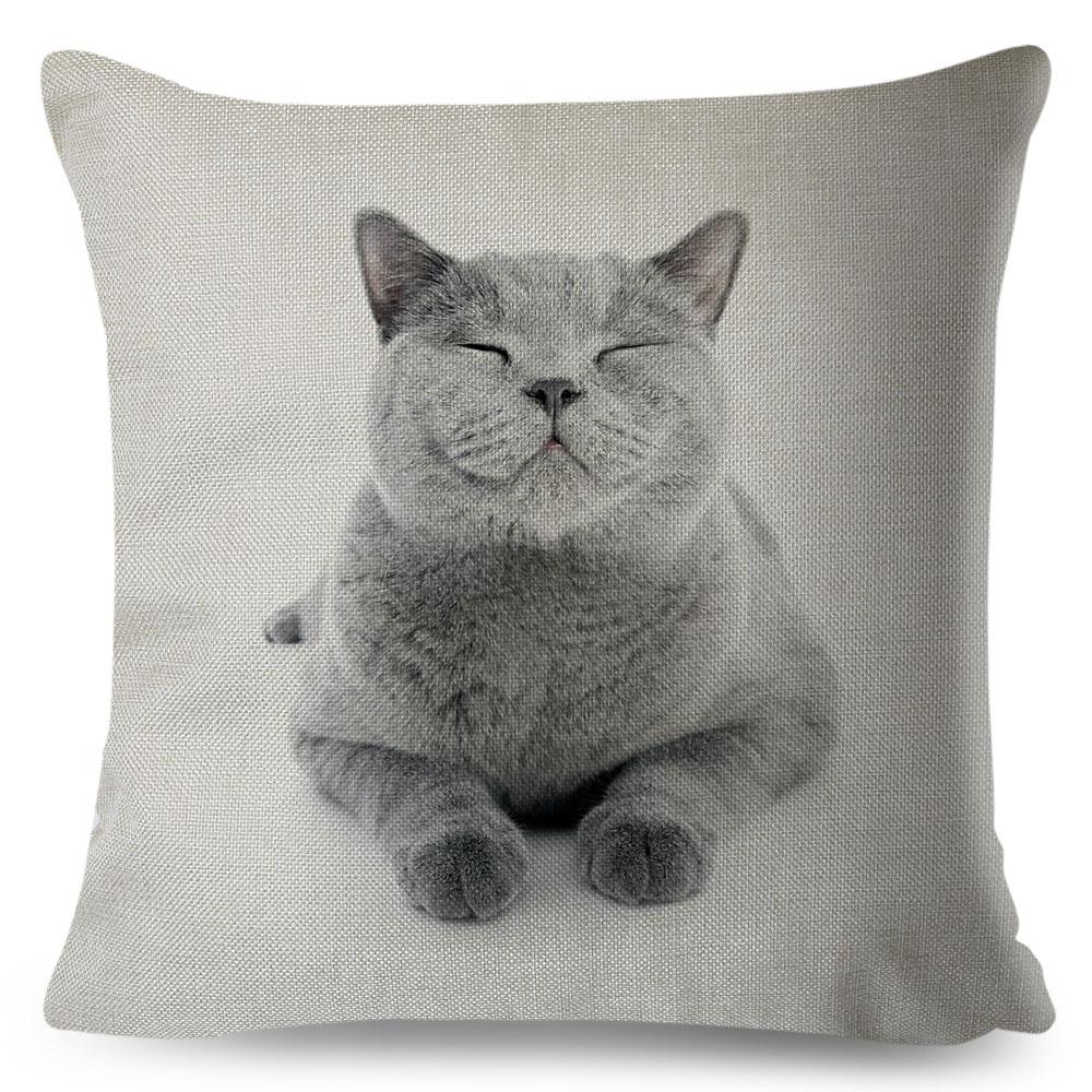 Cute Cat Pillowcase Decor Lovely Pet Animal Print Cojines Cushion Cover Polyester Pillow Case for Home Sofa Children Room 45x45