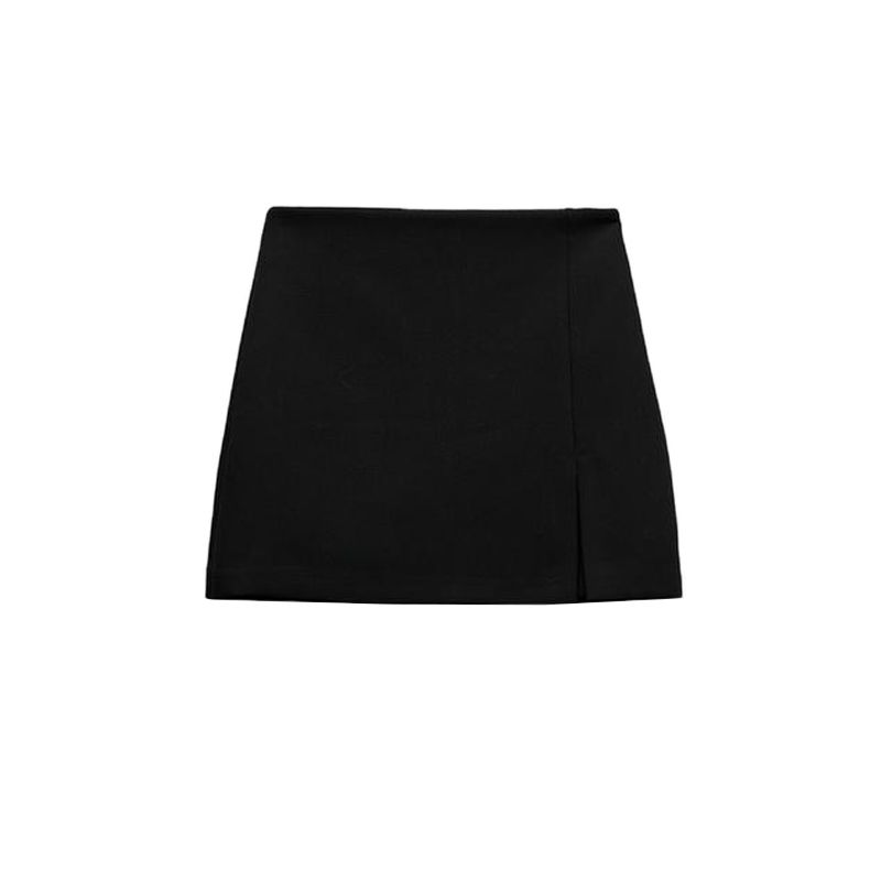 Spring and Summer New Women's Clothing Fashion Wind Minimalist Easiest for Match High Waist Slit Hemline at Hem Design Short Pantskirt 1608041