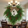Christmas Bell and Bow Flower Wreath - Festive Front Door Hanging Decoration