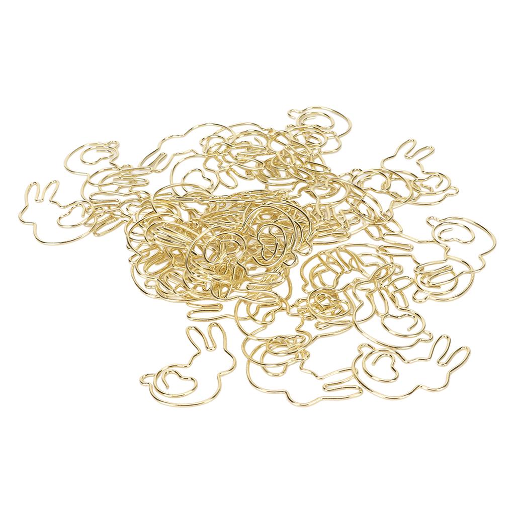 50 Pcs Rabbit Shaped Paper Clip Creative Cute Cartoon Animal Golden Page Marker File Note Clips for 