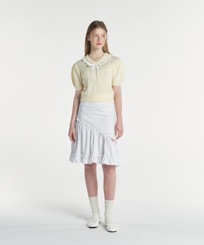 Margarine Fingers Cut Out Frill Skirt (White)