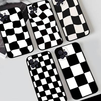 Black And White Chessboard Pattern Phone Case TPU Phone Case For Iphone17 Air 16 15 14 13 12 11 Pro Max Plus