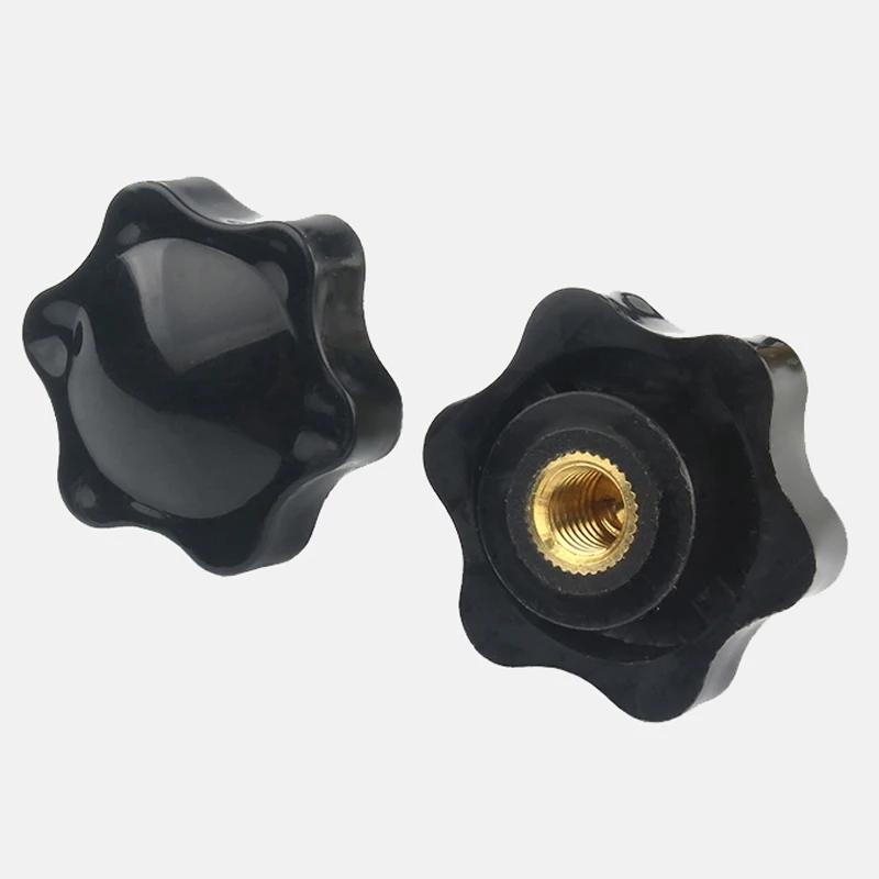 Thumb Knob Nut M4 M5 M6 M8 M10 M12 Black White Clamping Handle Plum Thread Hand Mechanical Manual Tighten Star Six-Lobe Nuts
