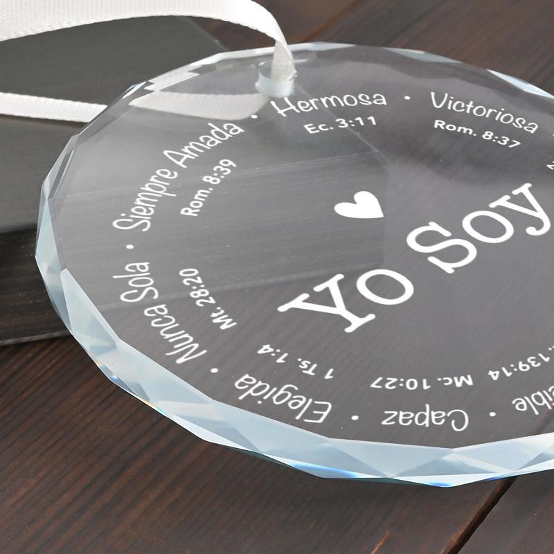 1pc/2pcs 'Yo Soy' Christmas Gift Glass Ornament,Hanging Decorative Gift for Christian Families,  Holiday Gift for Family and Friends, Glass Keepsake