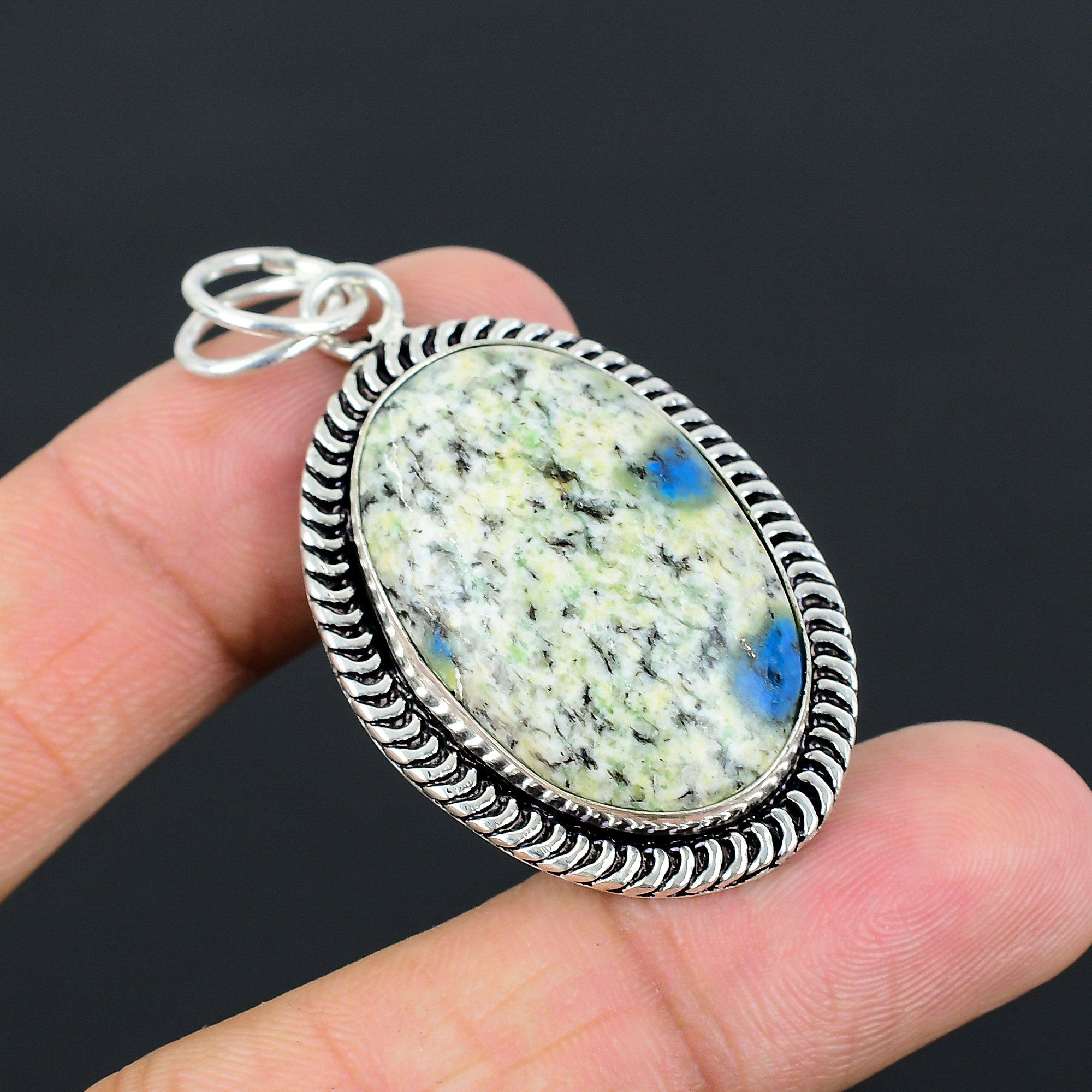 K2 Jasper Stone Sister Unique Wedding Handmade Birthday Pendant Sterling Silver