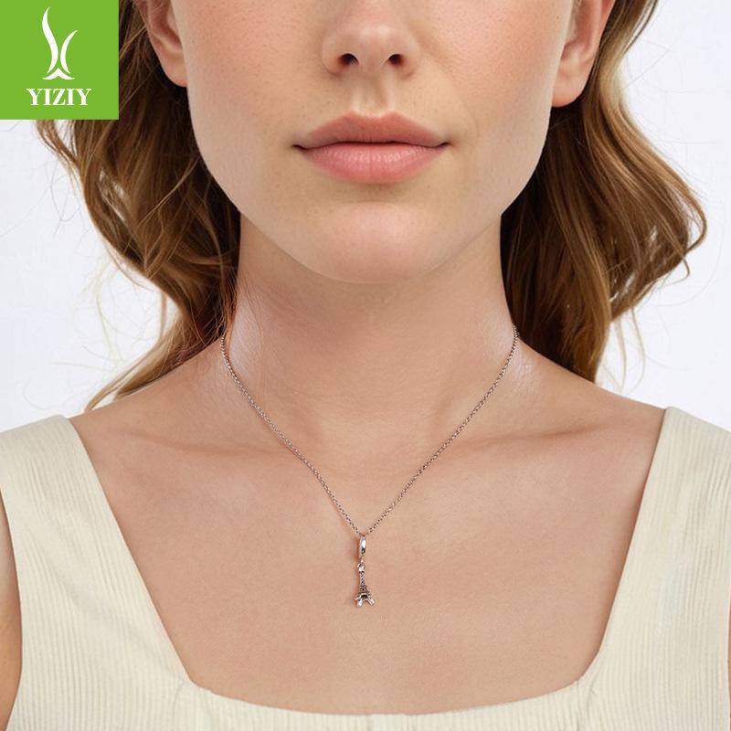 Open And Close Eiffel Tower Pendant S925 Silver Beaded Diy Bracelet Versatile Bracelet Beads