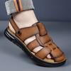 Men Black Hiking Sandals Slippers Handmade Simple Summer Brown Roman Sandals Close Toe Beach Shoes Plus Size