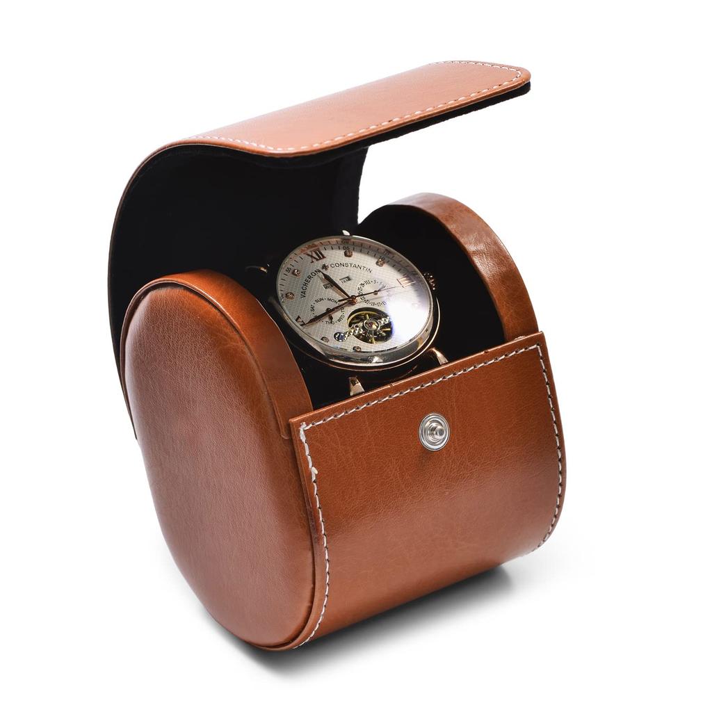 Woodten Watch Case, Single Watch, Durable PU Leather, Brown, Business Use, Watch Gift Box, Large Size