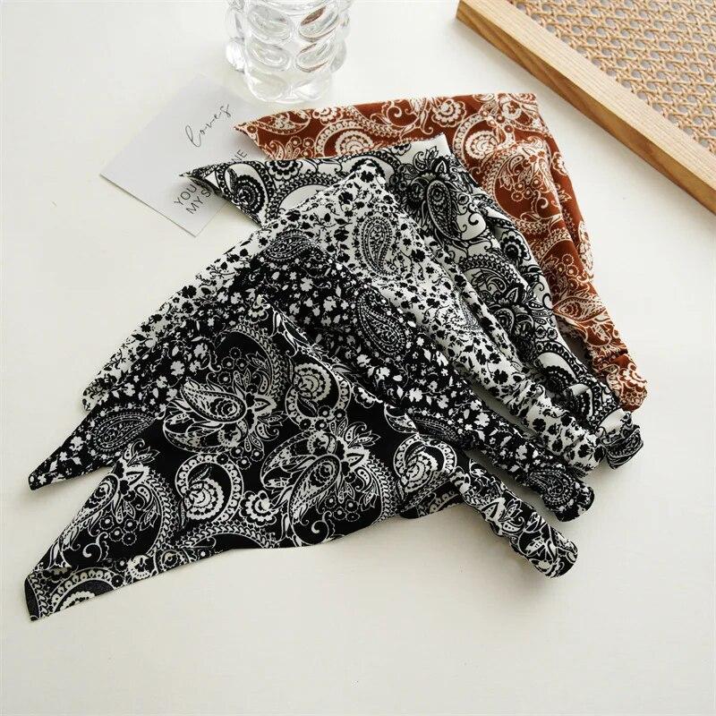 Nouveau bohême imprimé Triangle tête écharpe chaîne à la mode élastique bandes de cheveux Bandanas bandeaux pour femmes cheveux accessoires chapeaux cadeau