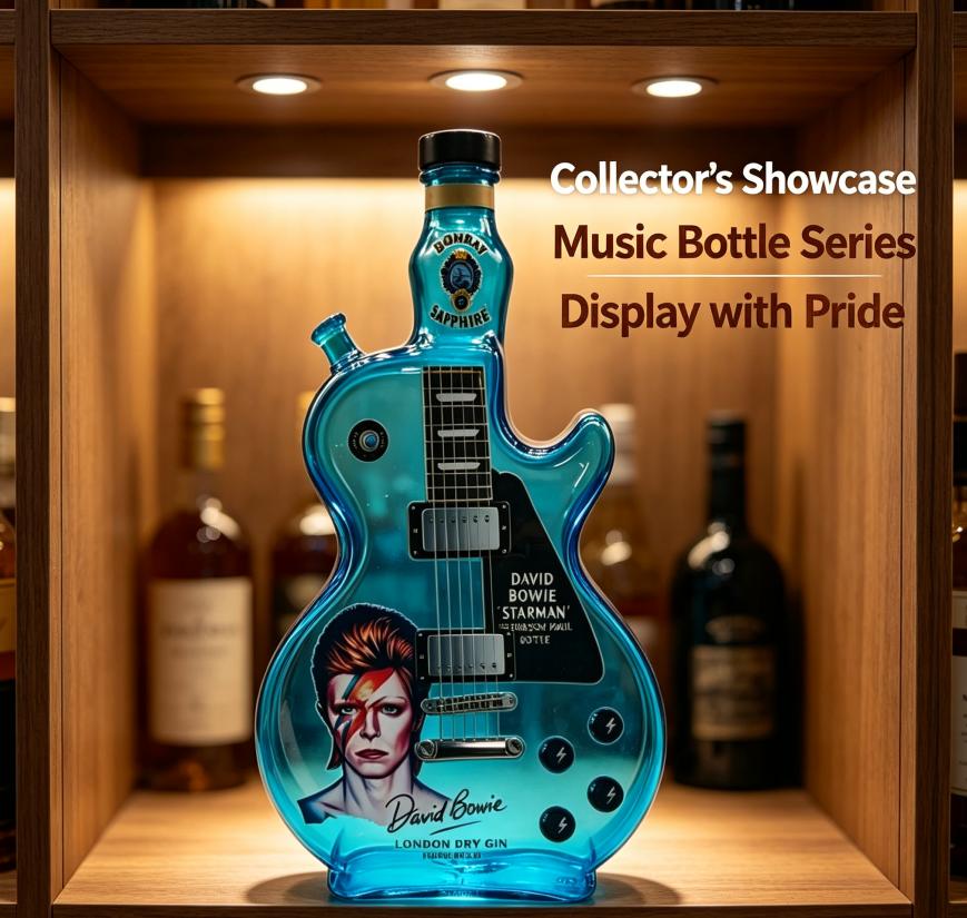 Electric Guitar Shaped Liquor Decanter 375ml High Borosilicate Glass Rock Print Wine Bottle Whiskey Gin Container Bar Display