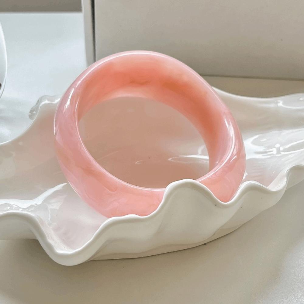 Bohemian Acrylic Bangle Smudging Transparent  Hand Ring Temperament Irregular Wide Bracelet  Gift