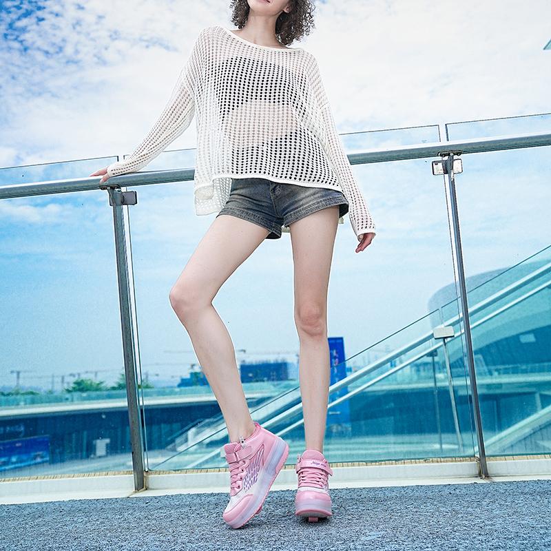 27-40 Kid's Lighting Sneakers Rubbing Shoes Children's Shoes Solid Milky Patch Can Charging Lantern Shoes