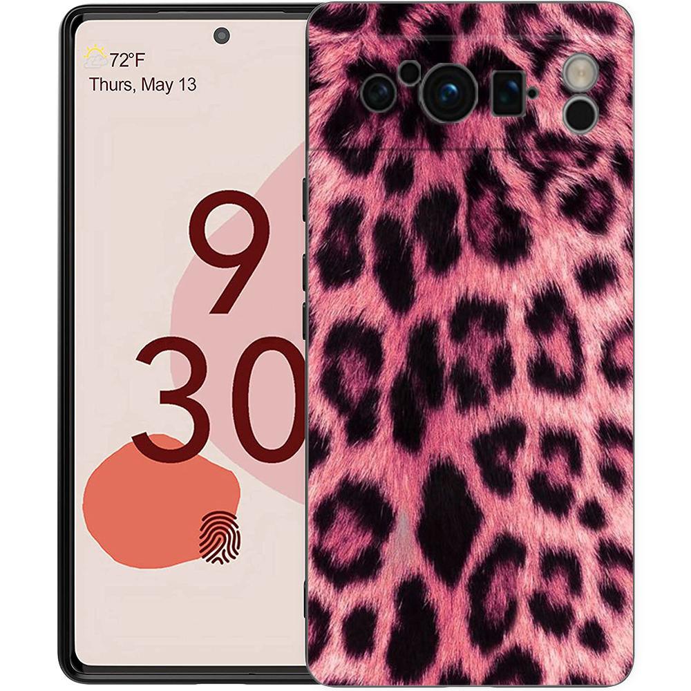 

Роскошный Чехол Для Телефона Google Pixel 10 9 8 9A 8A 7 7A 6 Pro XL 6A 5G Черный Мягкий Задний TPU Чехол Розовый Узор Леопардовый Принт Pixel 8A