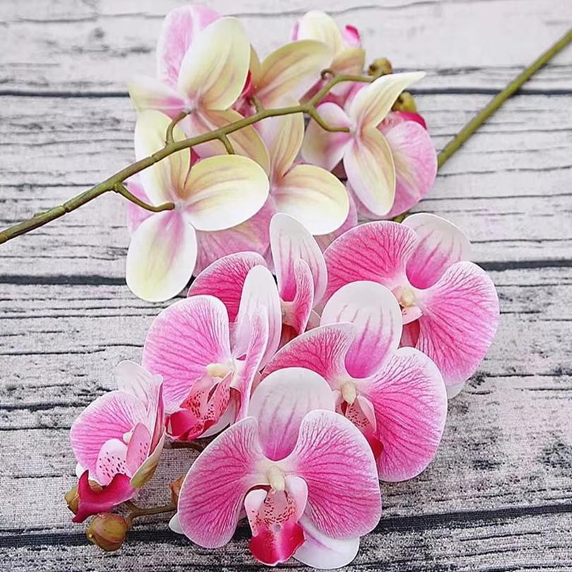 3D Artificial Flowers Plastic Butterfly Orchid Home Vases Table Decor Wedding Outdoor Garden Bride Bouquets DIY Wreaths Gift Box