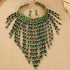 Handmade Necklace Earrings Set Wood Tassel Necklace Elegant Ear Studs  Ladies