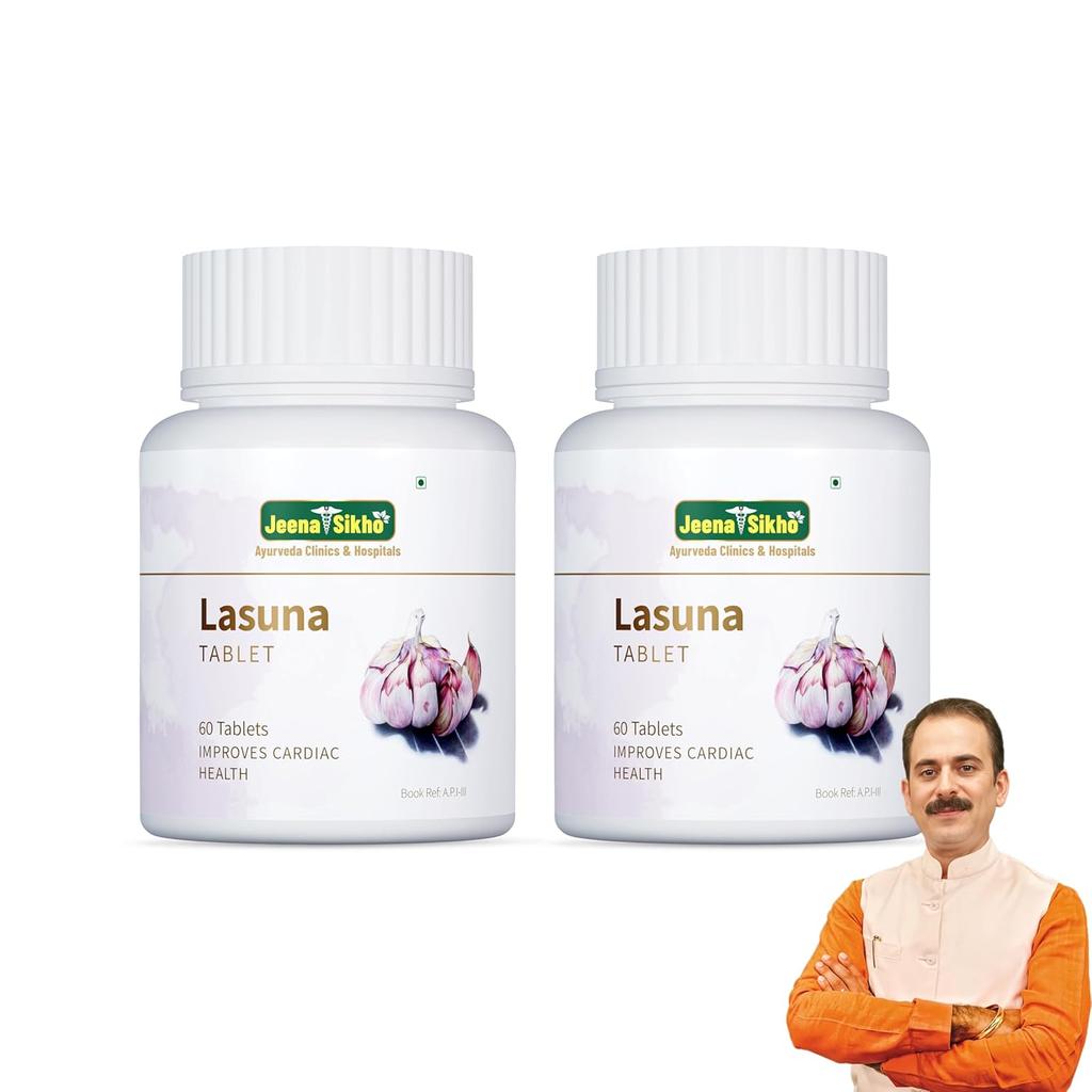 Jeena Sikho Lasuna Tablet Herbal Heart Wellness Supplement Natural Garlic Multivitamin Ayurvedic 60 Tablets Pack of 2