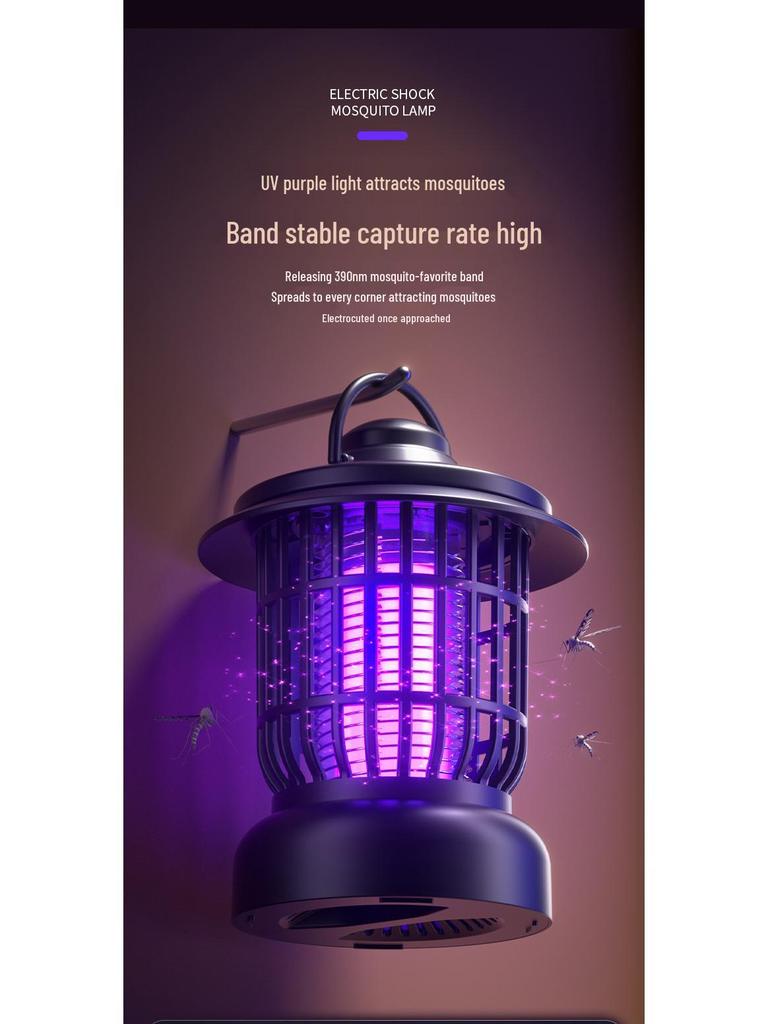 Lampă electrică reîncărcabilă de exterior pentru țânțari cu funcție de șoc pentru casă și grădină.
