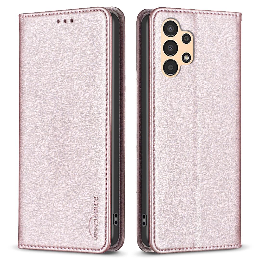 

BINFEN COLOR BF18 For Samsung Galaxy A33 5G PU Leather Folio Cover Card Slot Stand Phone Case Rose Gold