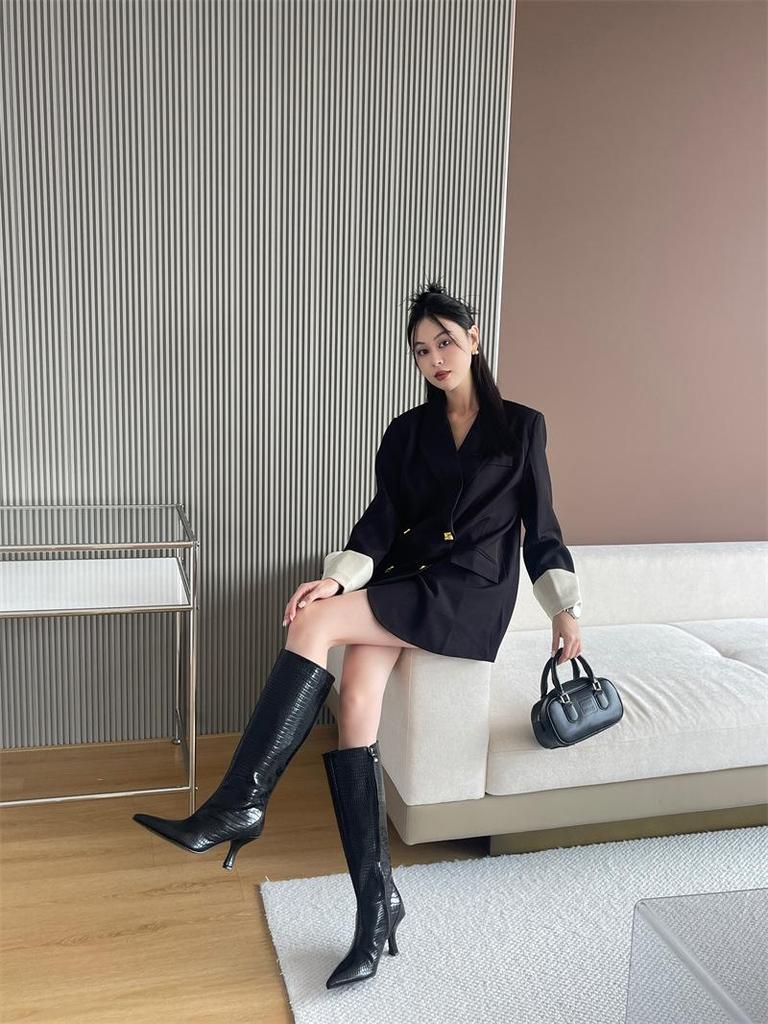 2024 Herbst Damen Schlangenmuster Spitz Stiefel
