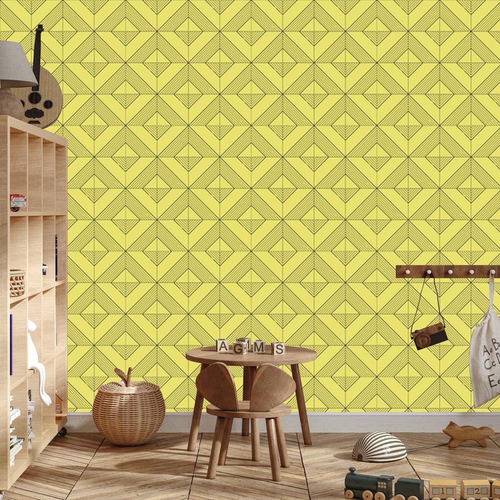 Wallpaper Geometric rhombuses yellow, yellow center 50x1000