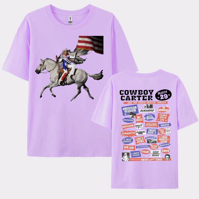 Beyonce Cowboy Carter New Album Tshirts WomenMen Vintage Cotton Short Sleeve T Shirt Fashion Clothing Streetwear Girls Tshirt