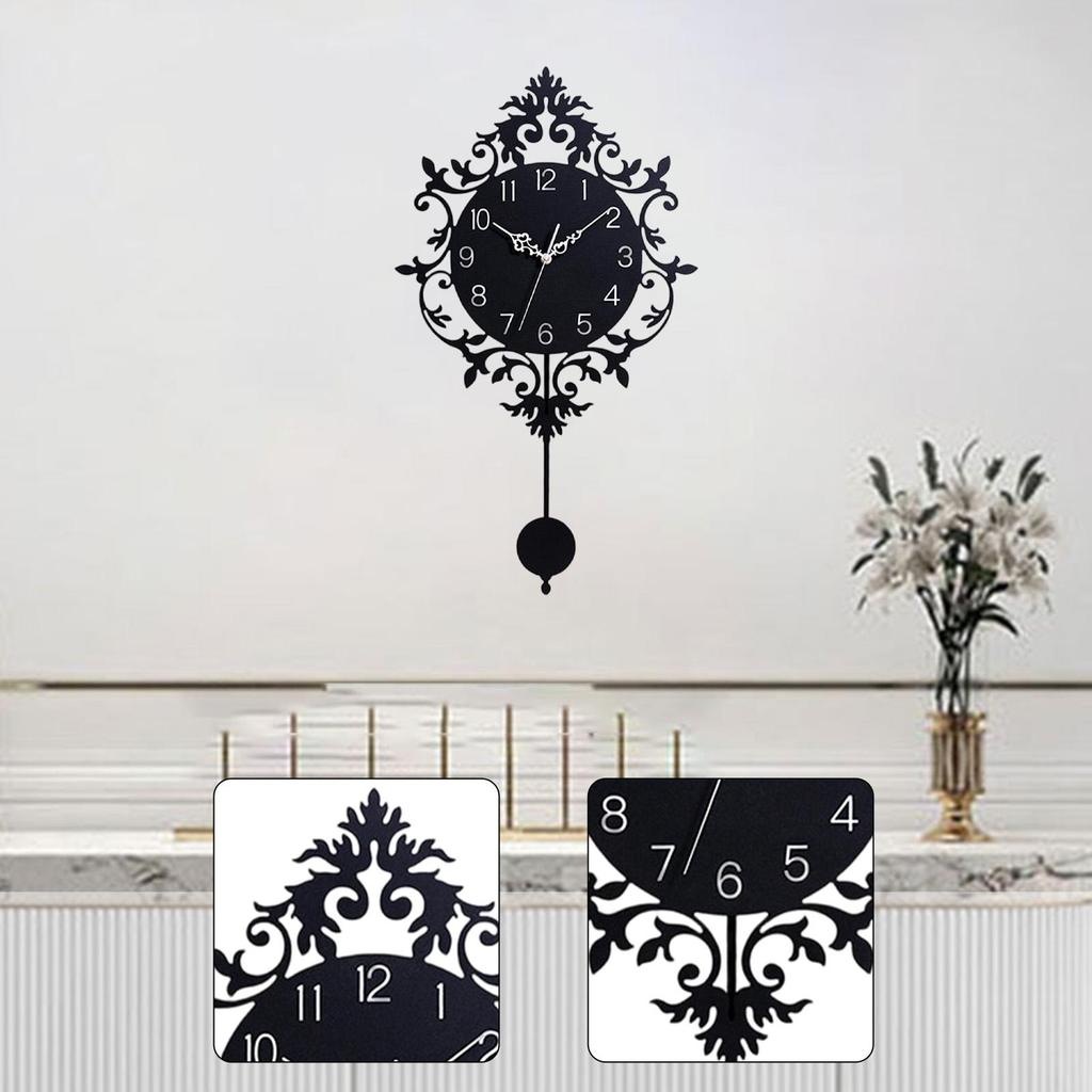 Wall Hanging Clock with Pendulum Silent European Style Stylish Acrylic Modern Decorative Clock for Study Bedroom Home Decor