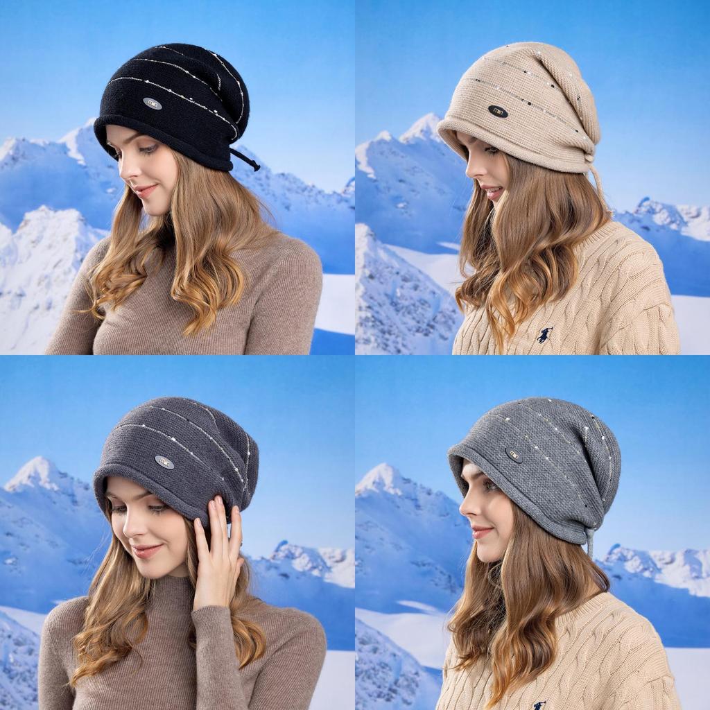 Winter Knit Beanie With Rolled Edge And Design For Casual And Sport Use