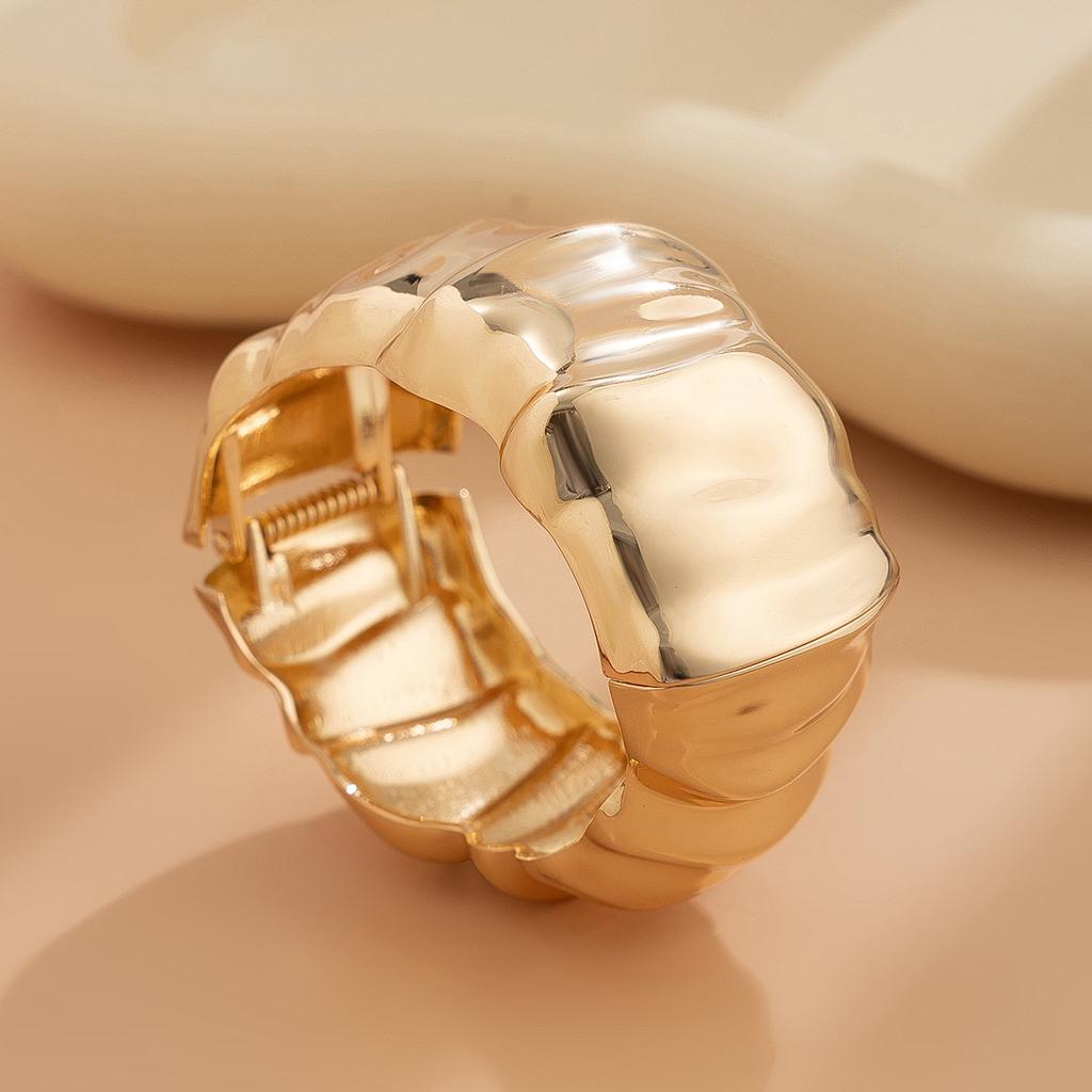 DIEZI 3 Style Round Imitation Pearl Wide Cuff Bangles Bracelets Punk Multilayer Geometric Metal Spring Bangles Set For Women Men