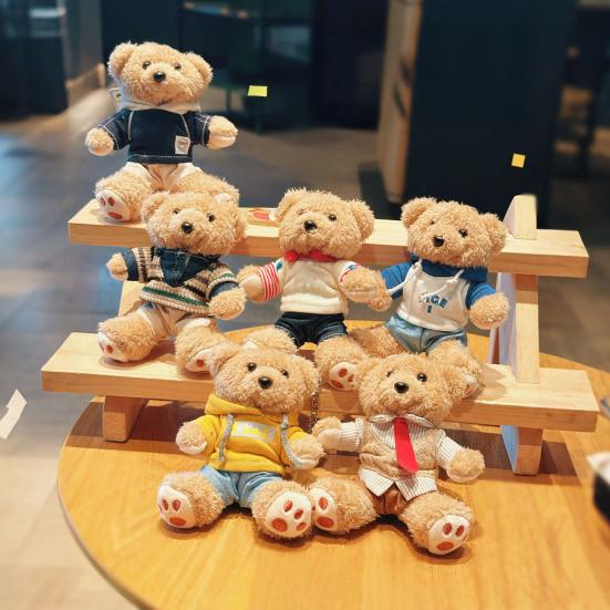 6 Inch Plush Bear Keychain Cartoon Bear Bag Charm Cute Stuffed Animal Keyring for Backpack Handbag Keys Hanging Accessories