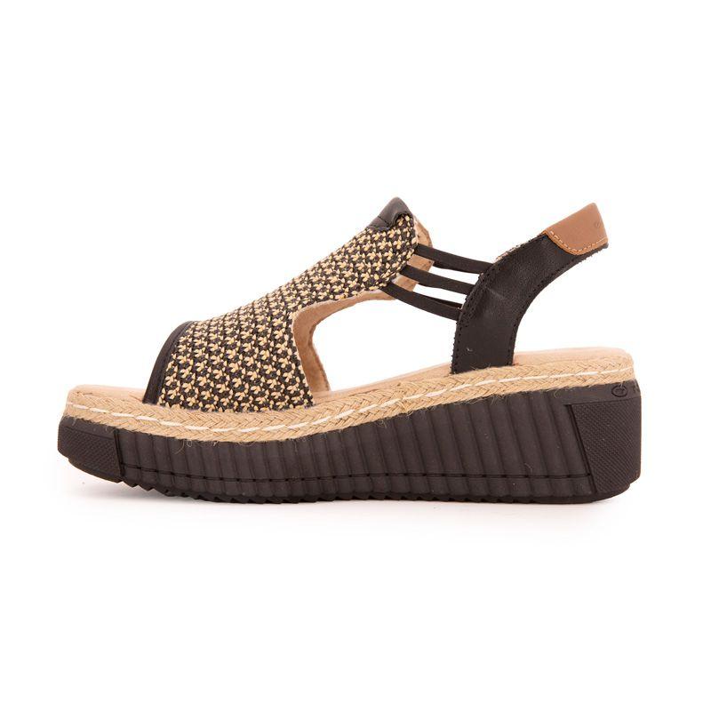 Sandales compensées tressées semelle noire Femme TOM TAILOR