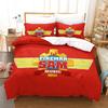 Cute Fireman Sam Rescue Cartoon Fire Engine HD Print Bedding Set Duvet Cover + 2 Pillowcases Polyester Boys/Girls Room Decor