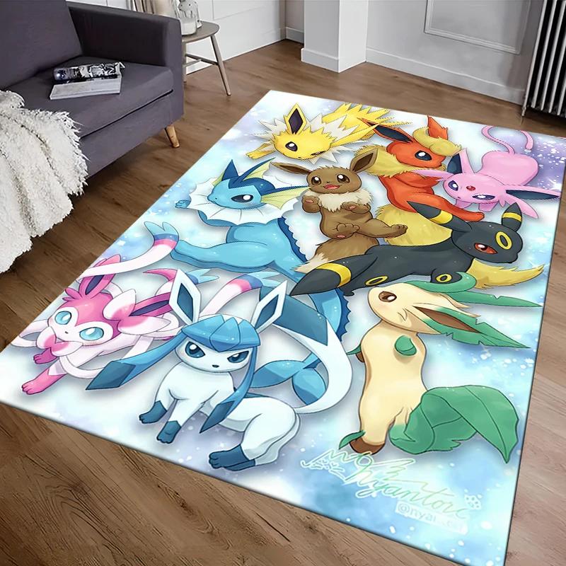 P0kem0n Klasické postavy Pikachu Eevee Potisk Velký koberec Ložnice Obývací pokoj Dětský pokoj Pohovka Rohožka Dětská podlahová dekorace Podložky