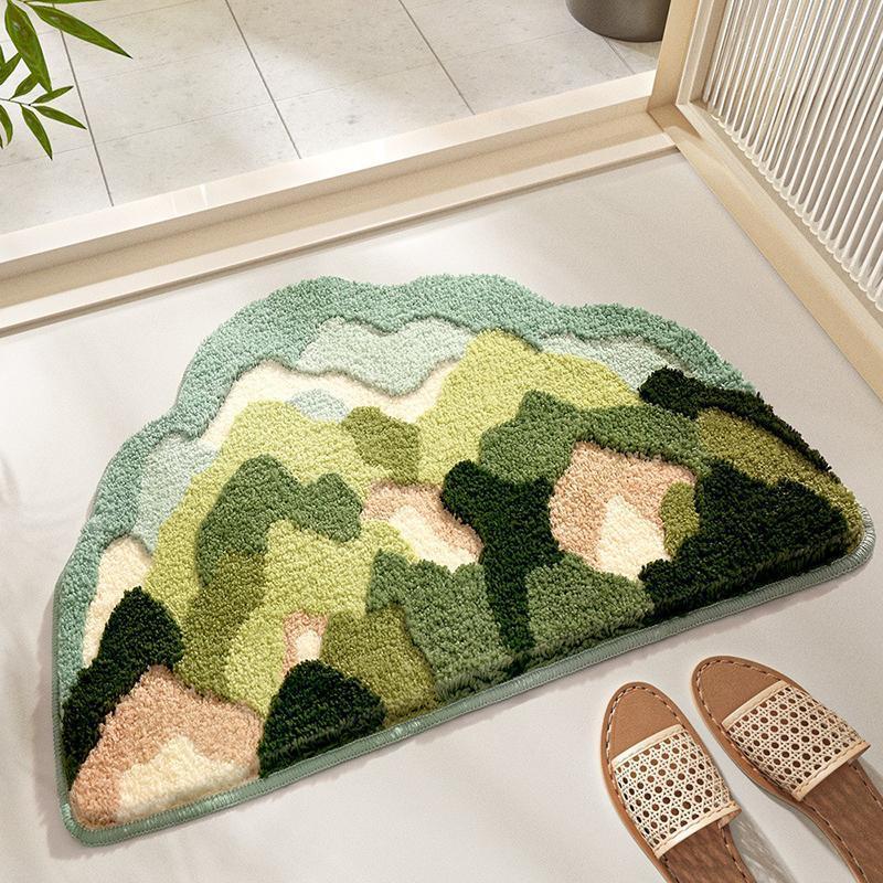Bathroom Rugs Mat White Flower Bath Rugs Fluffy Soft Superfine Fiber Rugs Non Slip Bath Mat Plush Mats Bathroom Rug for Shower Room