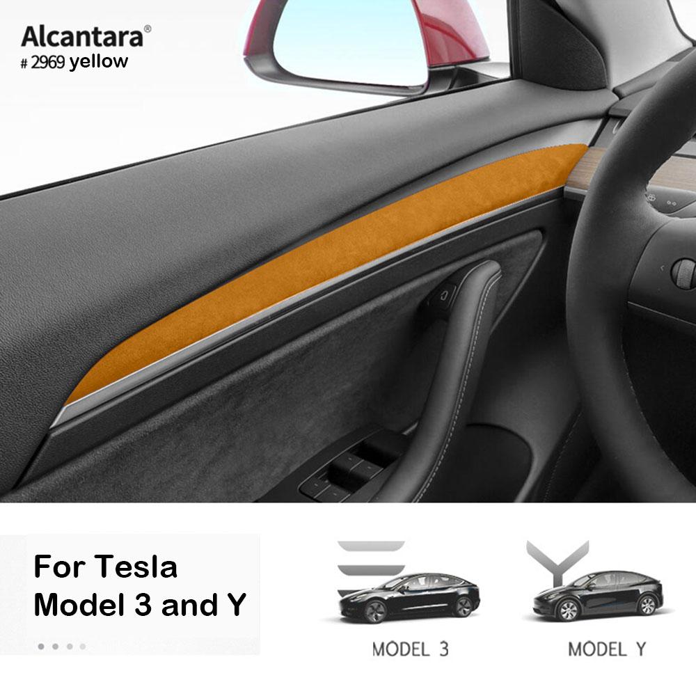 For Tesla Model 3/Y Car Door Panel Sticker Suede Door Panel Modification Scratch Resistant Decorative Sticker