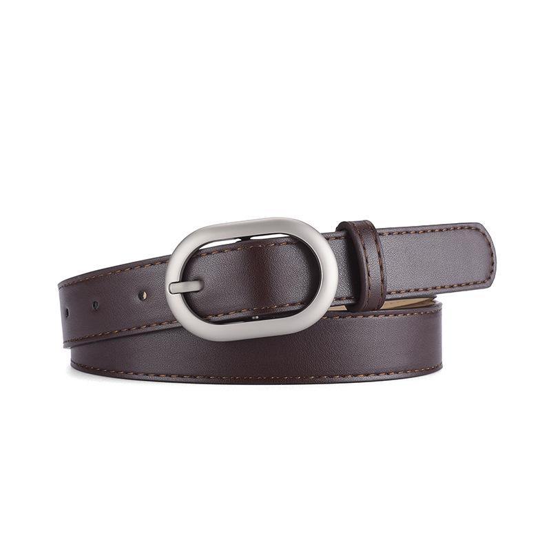 Women's Simple Leather Belt - Versatile Casual Jeans Waist Belt with Metal Buckle