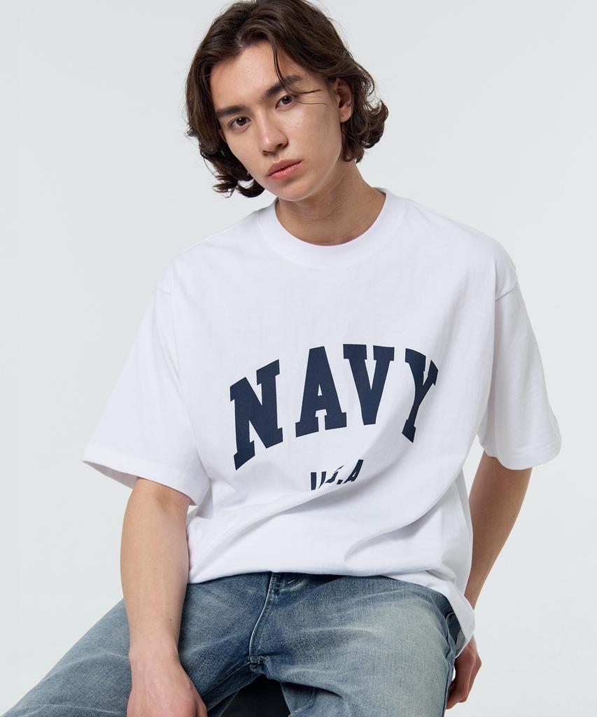 PAPERBOY Navy U.S.A Short Sleeve T-Shirt - White & Navy