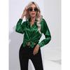 JPNTKY Women's Fashion Casual Solid Color Print Long Sleeve POLO Neck Blouses & Shirts
