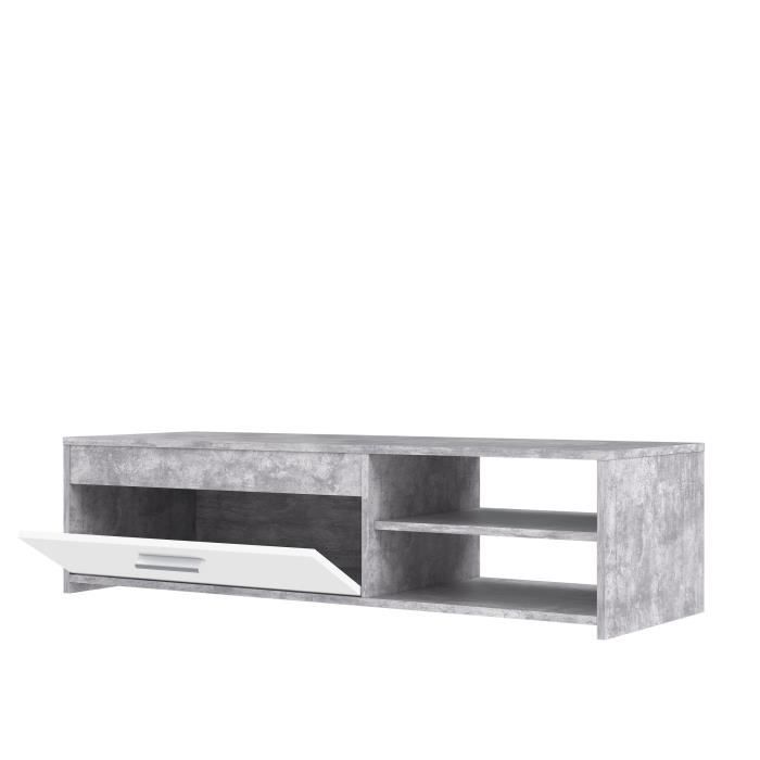 PILVI TV Cabinet - White and Light Concrete - Contemporary - L 120 X D 42.1 X H 31.8 Cm
