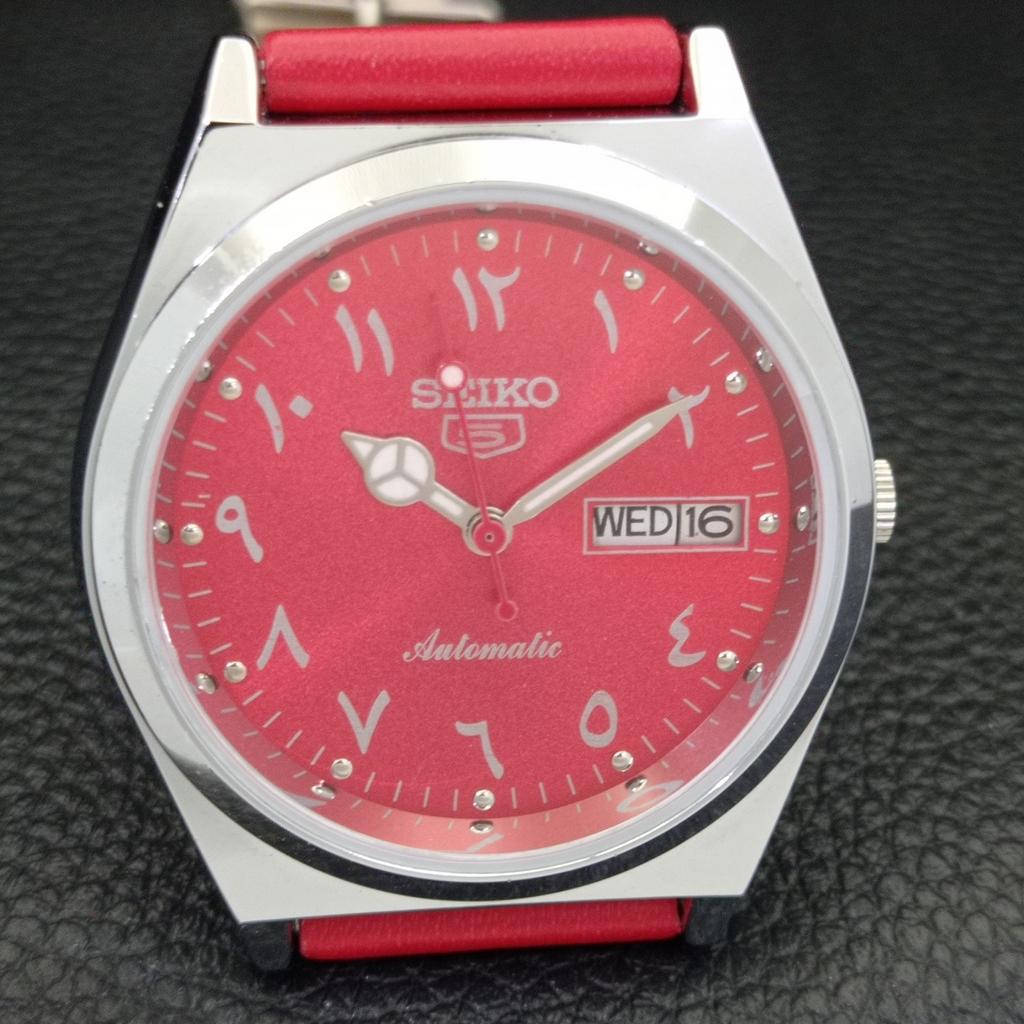 VINTAGE REFURBISHED SEIKO 5 AUTOMATIC 6309A JAPAN MENS RED DIAL WATCH a441310-a