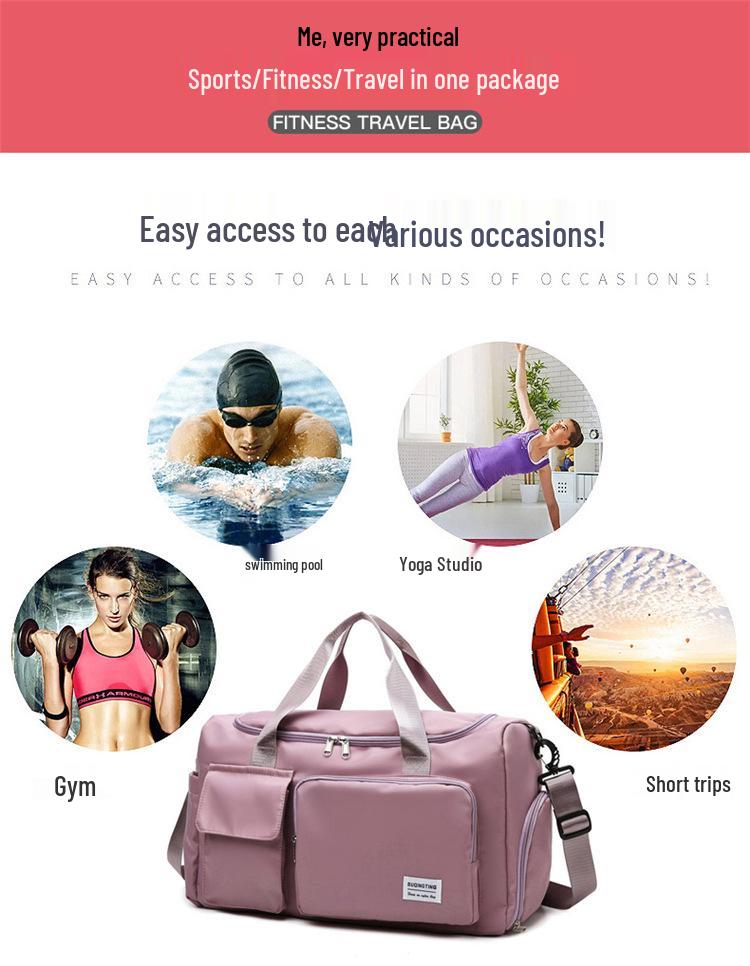 Large Capacity Fitness Bag with Wet/Dry Shoe Compartment, Oxford Cloth, Custom Logo Available.