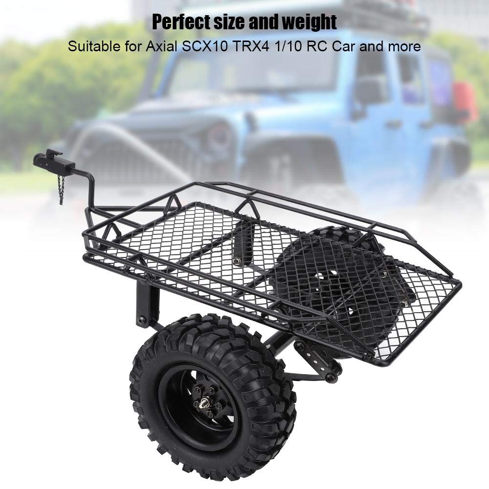 RC Scale RC Car Simulation Trailer Car RC Car Parts for SCX10 CC01 TRX4D90 Trailer, 1/10 Trailer, (Black)