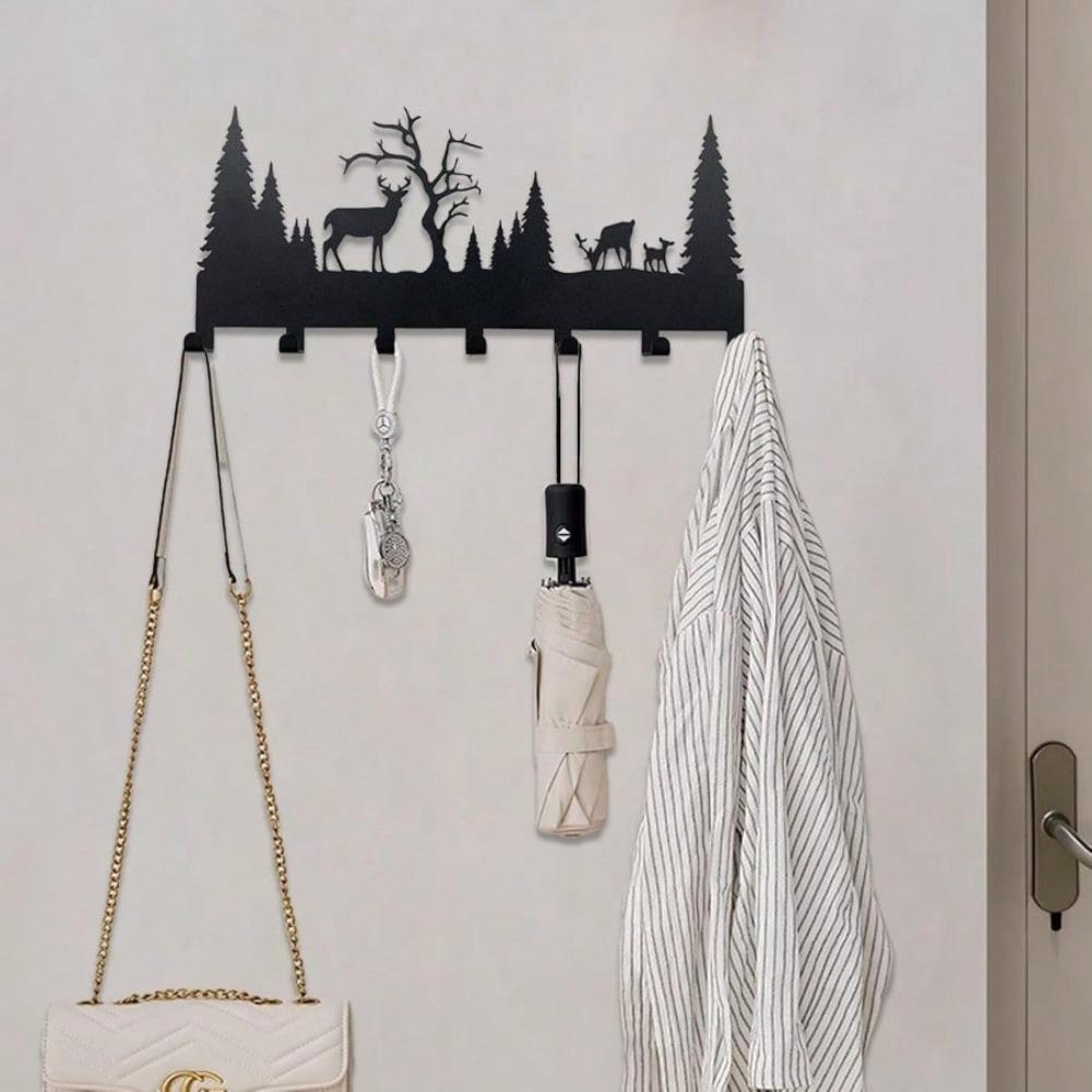 Black Metal Deer Antler Hook for Hanging Mugs Towels Keys Bags Home Decor