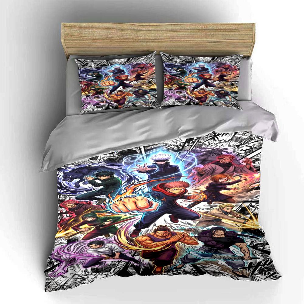 Anime Heroes Bedding Set with Action Design Bedding set (1 duvet cover, 2 pillowcases, duvet not included)