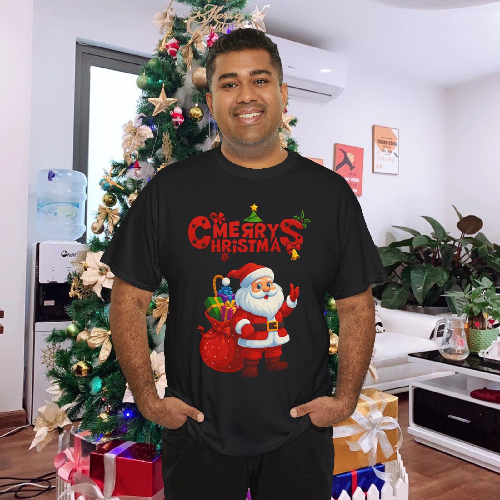Christmas Holiday Graphic Tee T-Shirt - Festive Santa Print ON TREND L